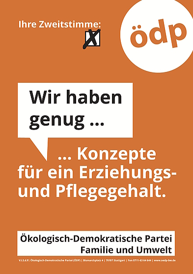 Plakat Erziehungs- und Pflegegehalt